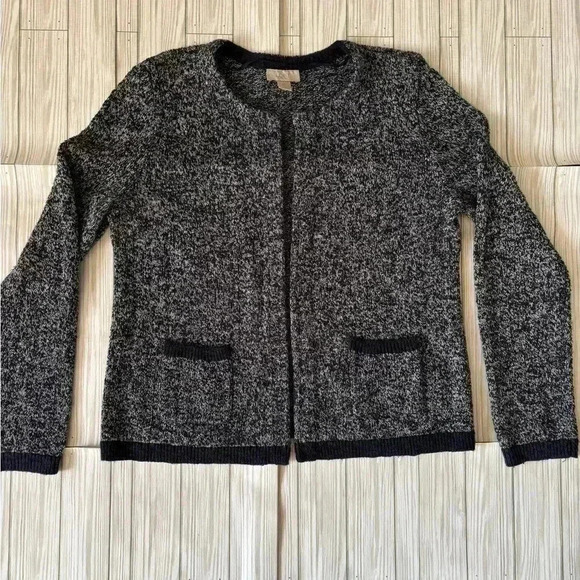 Loft open front marled cotton blend lady jacket cardigan with pockets - Picture 1 of 7